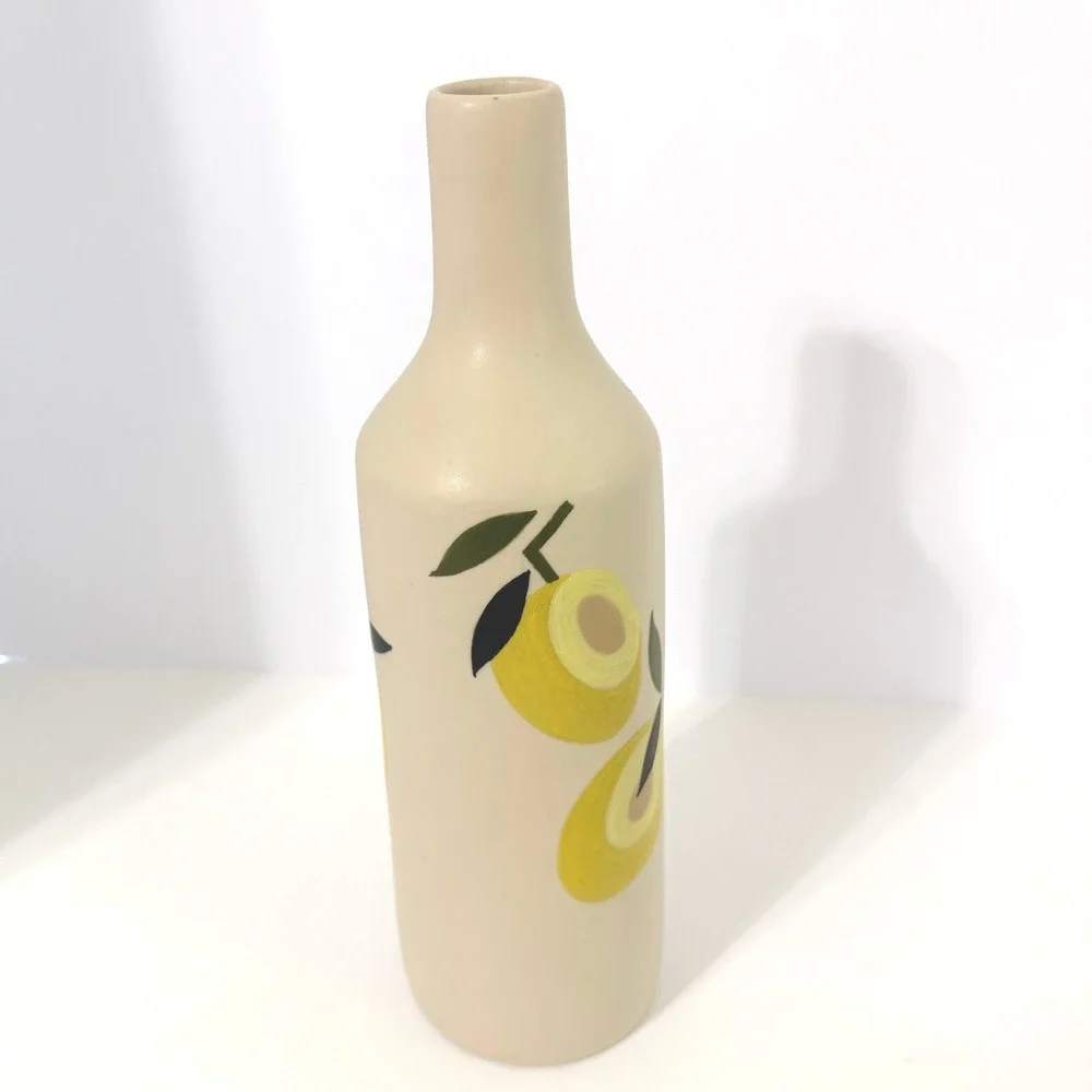 Chomcharm Santorinia 1.1.3 Lemon Ceramic Vase Thailand Hand Painted